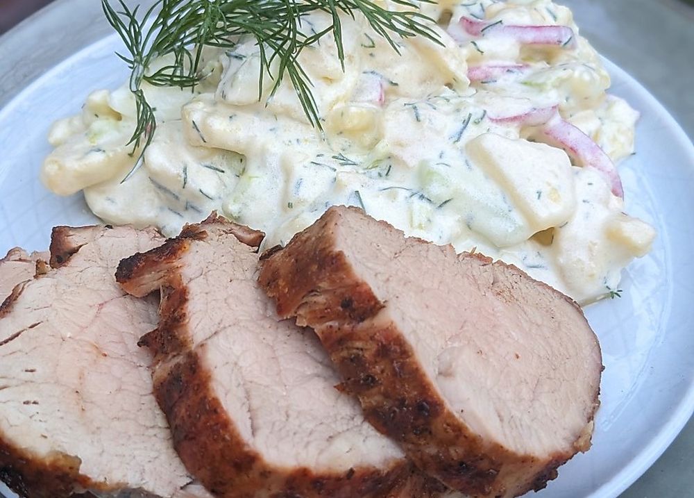 Gegrilltes Schweinefilet mit Erdäpfelsalat